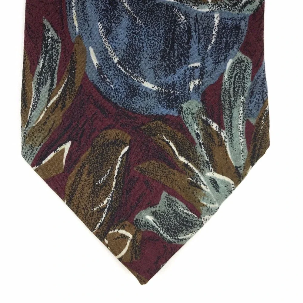 PAL ZILERI Tie Vintage Multicolor Abstract Plant 100% Silk Necktie Made In Italy